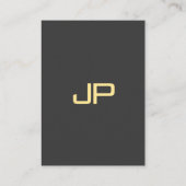 Aangepaste Monogram Initiaal Luxe Zwart & Goud Mig Visitekaartje (Achterkant)