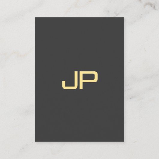 Aangepaste Monogram Initiaal Luxe Zwart & Goud Mig Visitekaartje (Achterkant)