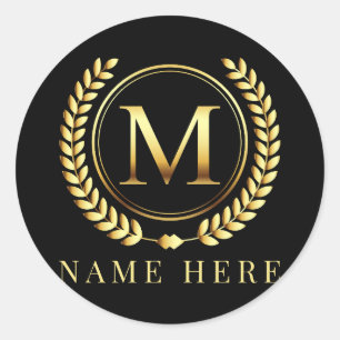 Aangepaste Monogram Initiaal M Bloemen Letter Ronde Sticker