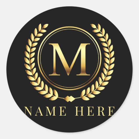 Aangepaste Monogram Initiaal M Bloemen Letter Ronde Sticker (Voorkant)