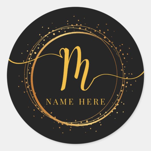 Aangepaste Monogram Initiaal M Bloemen Letter Ronde Sticker (Voorkant)