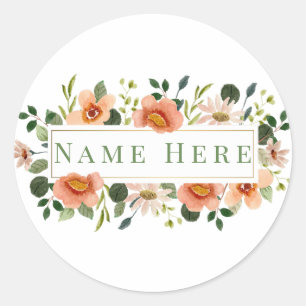 Aangepaste Monogram Initiaal M Bloemen Letter Ronde Sticker