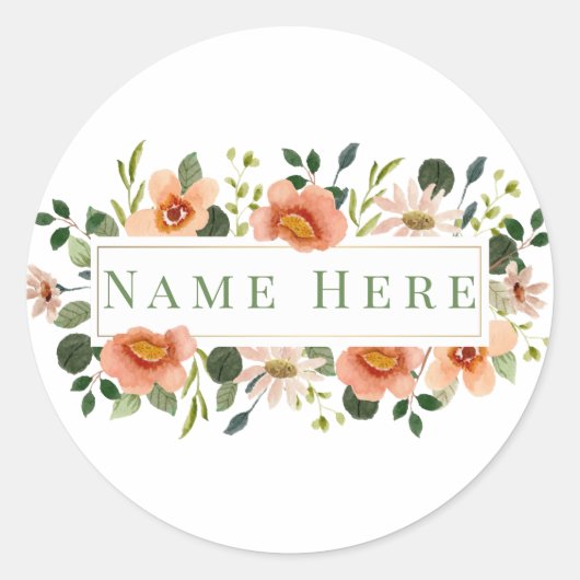 Aangepaste Monogram Initiaal M Bloemen Letter Ronde Sticker (Voorkant)