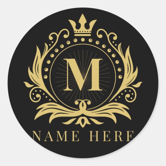 Aangepaste Monogram Initiaal M Bloemen Letter Ronde Sticker (Voorkant)