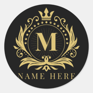 Aangepaste Monogram Initiaal M Bloemen Letter Ronde Sticker