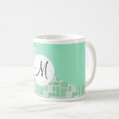 Aangepaste monogram Initiaal Mint Green Wave Tile Koffiemok (Voorkant rechts)