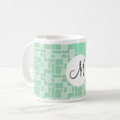 Aangepaste monogram Initiaal Mint Green Wave Tile Koffiemok (Voorkant links)