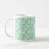 Aangepaste monogram Initiaal Mint Green Wave Tile Koffiemok (Links)