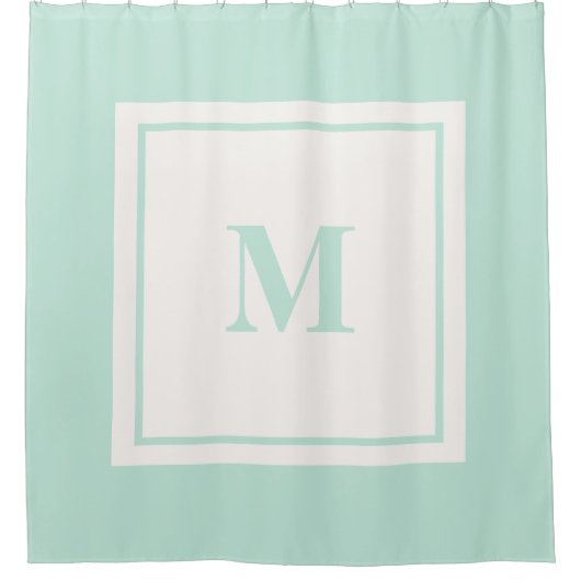 Aangepaste Monogram Initiaal Mint Groen Douchegordijn (Voorkant)