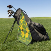 Aangepaste monogram initiaal naam Black Eyed Susan Golfhanddoek (Groen)
