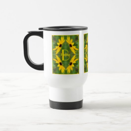 Aangepaste monogram initiaal naam Black Eyed Susan Reisbeker (Links)