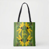 Aangepaste monogram initiaal naam Black Eyed Susan Tote Bag (Voorkant)