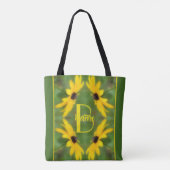 Aangepaste monogram initiaal naam Black Eyed Susan Tote Bag (Achterkant)