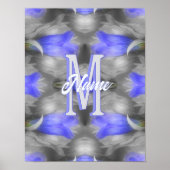 Aangepaste monogram initiaal naam bloem kunst poster (Voorkant)