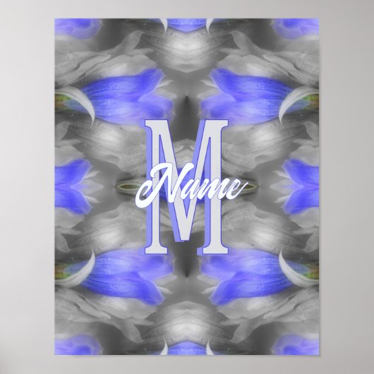 Aangepaste monogram initiaal naam bloem kunst poster (Voorkant)