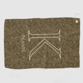 Aangepaste monogram initiaal naam bruine bloem bla golfhanddoek (Horizontaal)