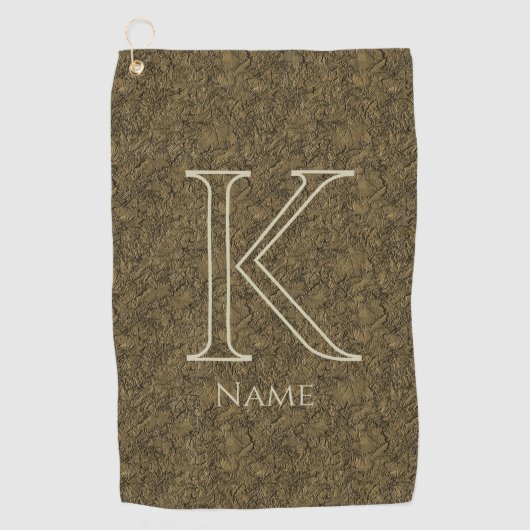 Aangepaste monogram initiaal naam bruine bloem bla golfhanddoek (Voorkant)