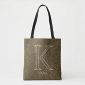 Aangepaste monogram initiaal naam bruine bloem bla tote bag (Voorkant)