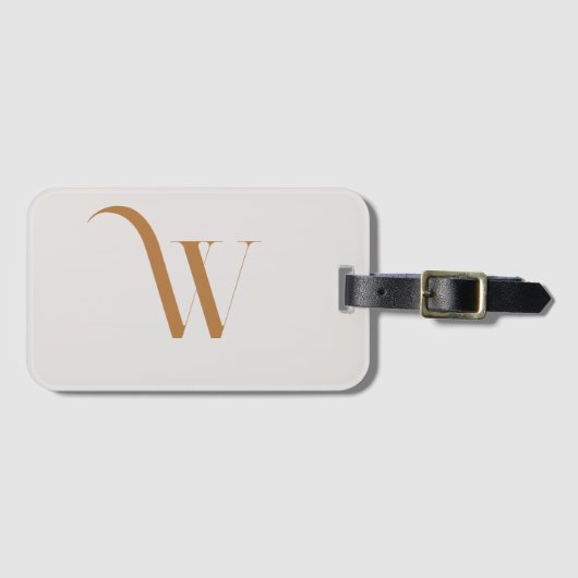 Aangepaste Monogram Initiaal naam bruine typografi Bagagelabel (Voorkant (horizontaal))