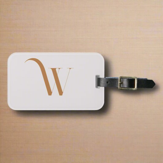 Aangepaste Monogram Initiaal naam bruine typografi Bagagelabel