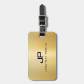 Aangepaste Monogram Initiaal naam Faux Gold Sjablo Bagagelabel (Voorkant verticaal)