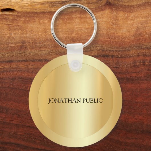 Aangepaste Monogram Initiaal naam Faux Gold Sjablo Sleutelhanger (Achterkant)