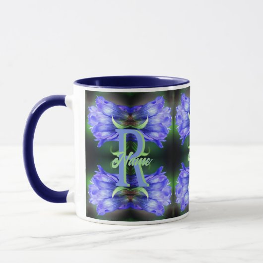 Aangepaste monogram initiaal naam Gentian bloem ku Mok (Links)