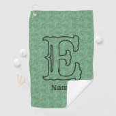 Aangepaste monogram initiaal naam groen bloemmotie golfhanddoek (Insitu)