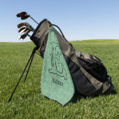 Aangepaste monogram initiaal naam groen bloemmotie golfhanddoek (Groen)