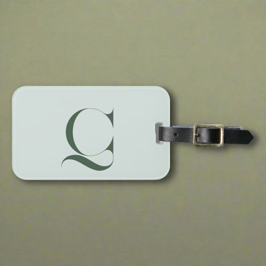 Aangepaste Monogram Initiaal Naam Groene Typografi Bagagelabel