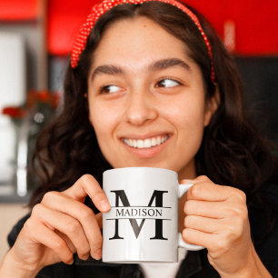 Aangepaste monogram Initiaal Naam Koffie Mok