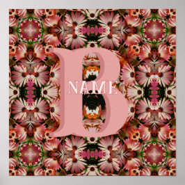 Aangepaste monogram initiaal naam madelief bloem k poster