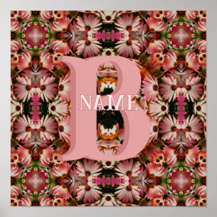 Aangepaste monogram initiaal naam madelief bloem k poster