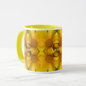 Aangepaste monogram initiaal naam madeliefje bloem mok (Voorkant links)