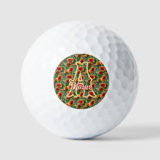 Aangepaste monogram initiaal naam madeliefjes bloe golfballen (Voorkant)