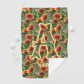Aangepaste monogram initiaal naam madeliefjes bloe golfhanddoek (Insitu)