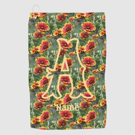 Aangepaste monogram initiaal naam madeliefjes bloe golfhanddoek (Voorkant)