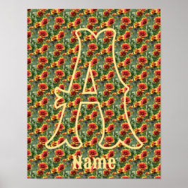 Aangepaste monogram initiaal naam madeliefjes bloe poster