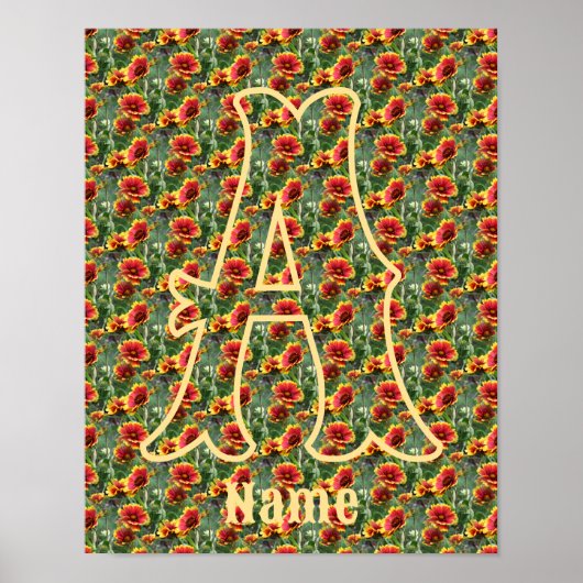 Aangepaste monogram initiaal naam madeliefjes bloe poster (Voorkant)
