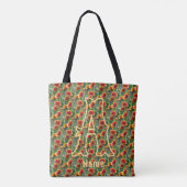 Aangepaste monogram initiaal naam madeliefjes bloe tote bag (Achterkant)