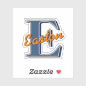 Aangepaste Monogram Initiaal Naam Navy Blauw & Sin Sticker (Vel)