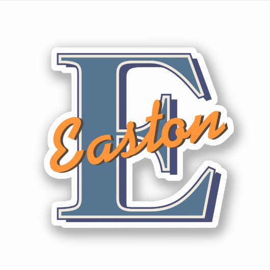 Aangepaste Monogram Initiaal Naam Navy Blauw & Sin Sticker (Voorkant)