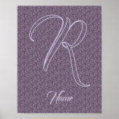 Aangepaste monogram initiaal naam paarse bloem poster (Voorkant)
