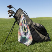 Aangepaste monogram initiaal naam Pioen Kunst Golfhanddoek (Groen)