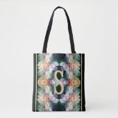 Aangepaste monogram initiaal naam Pioen Kunst Tote Bag (Voorkant)