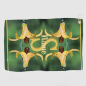 Aangepaste monogram initiaal naam wilde lelie kuns golfhanddoek (Horizontaal)