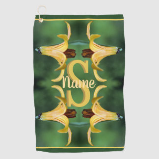Aangepaste monogram initiaal naam wilde lelie kuns golfhanddoek