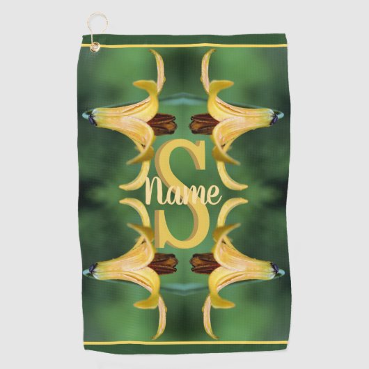Aangepaste monogram initiaal naam wilde lelie kuns golfhanddoek (Voorkant)