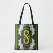 Aangepaste monogram initiaal naam Witte Madeliefje Tote Bag (Voorkant)