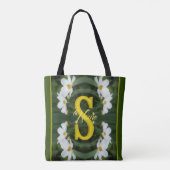 Aangepaste monogram initiaal naam Witte Madeliefje Tote Bag (Achterkant)